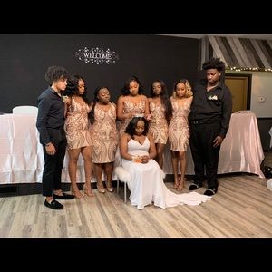 Fashion Nova Ashe Sequin Dress - Rose Gold